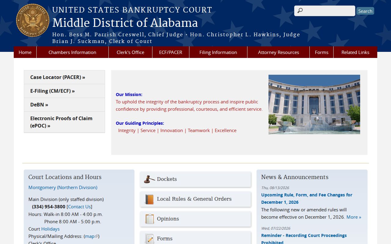 Middle District bankruptcy portal for Houston County court records